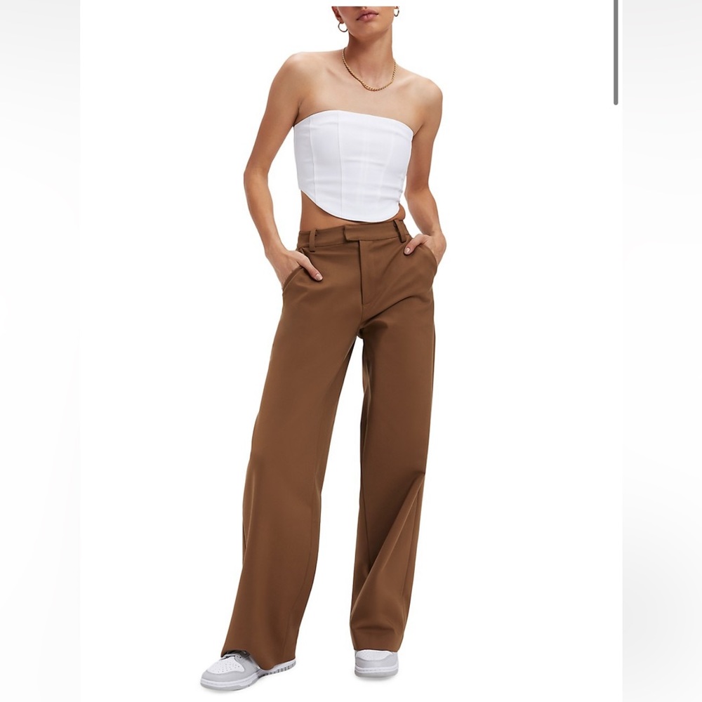 Good American Brown Wide-Leg Pants